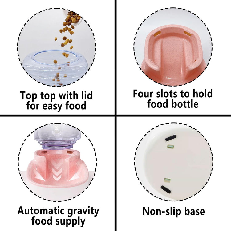 kathson Automatic Cat Feeder 1 Gallon Gravity Dog Food Dispenser Large Capacity Self Feeding Pet Food Bowl Station for Puppy Kitten Rabbit Green