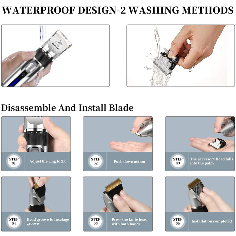 Dog Clippers for Grooming,Dog Grooming Kit for Heavy Thick Hair&Coats/Low Noise Rechargeable Cordless Hair Trimmer/Pet Shaver with Paw Trimmer for Small & Large Dogs Cats