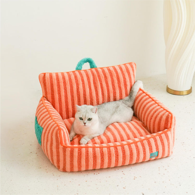 ZEZE Furniture-Style Sofa Pet Bed, Washable Plush Couch Bed with Bolstered Sides & Non-Slip Bottom for Dogs & Cats, Cozy Indoor Bed (Yellow, Small)