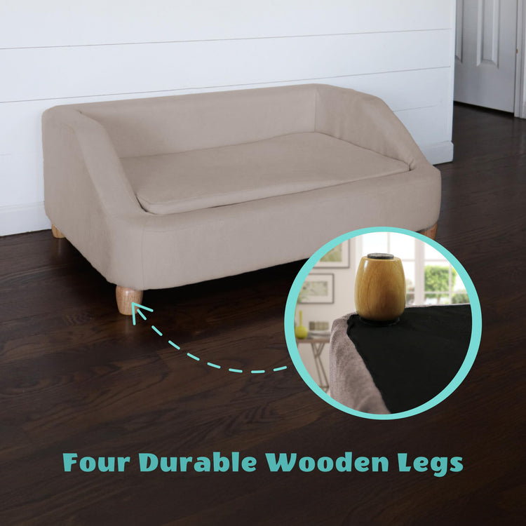 CRITTER SITTERS 33” Faux Suede Ped Bed in Brown, Durable Washable Sofa Couch for Small & Medium Cats & Dogs, Must Have Accessory for Yorkies, Shih Tzus & Frenchies, Kitten & Puppy Essential Furniture