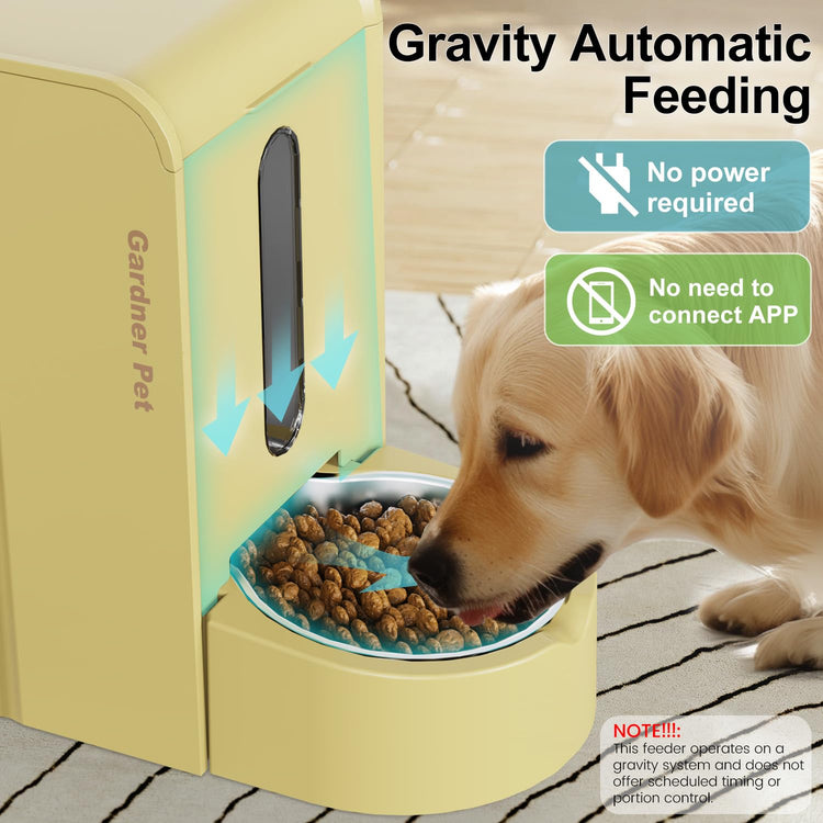 Gardner Pet Gravity Automatic 2-in-1 Pet Feeder, 0.8 Gallons*2 Cat Feeder and Water Dispenser Set, 100% BPA-Free and Stainless Steel Water Bowl for Dogs, Cats, Rabbits, Puppies (Light Woodgrain)