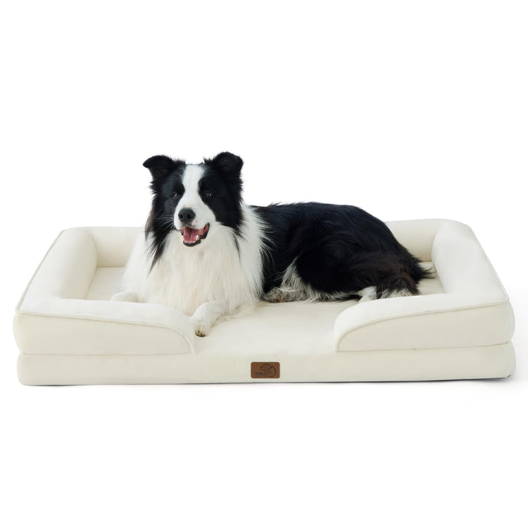 Bedsure Orthopedic Dog Bed Medium Size Dogs - Washable Small Medium Dog Cat Bed Waterproof, Comfort Cats Couch Sofa with Washable Removable Cover, Pets Bed with Nonskid Bottom, Grey, 28"