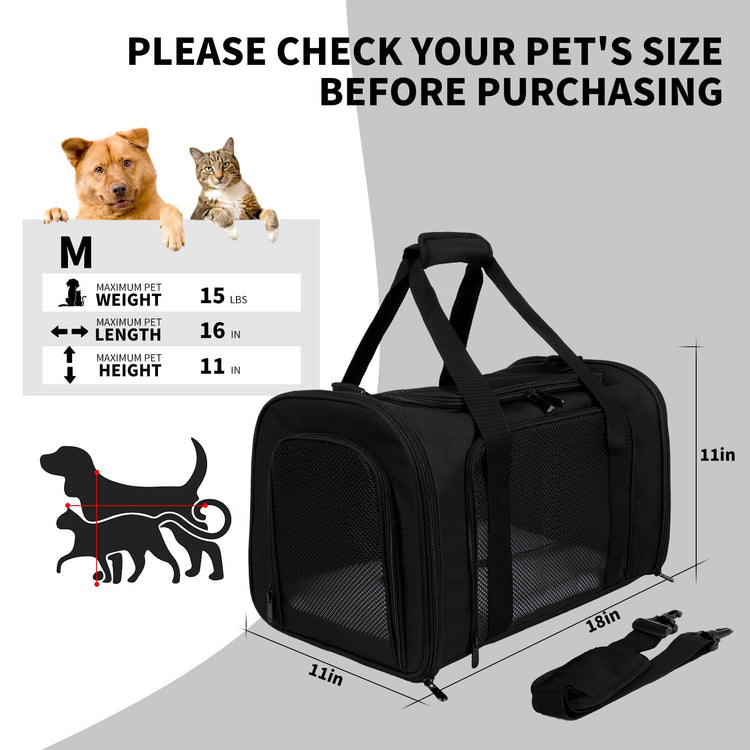 Cat Dog Carriers Soft-Sided, Pet Travel Carrier for Small Cats Dogs Under to15lbs, Soft-Solid Collapsible Carrier,(Medium,Green)