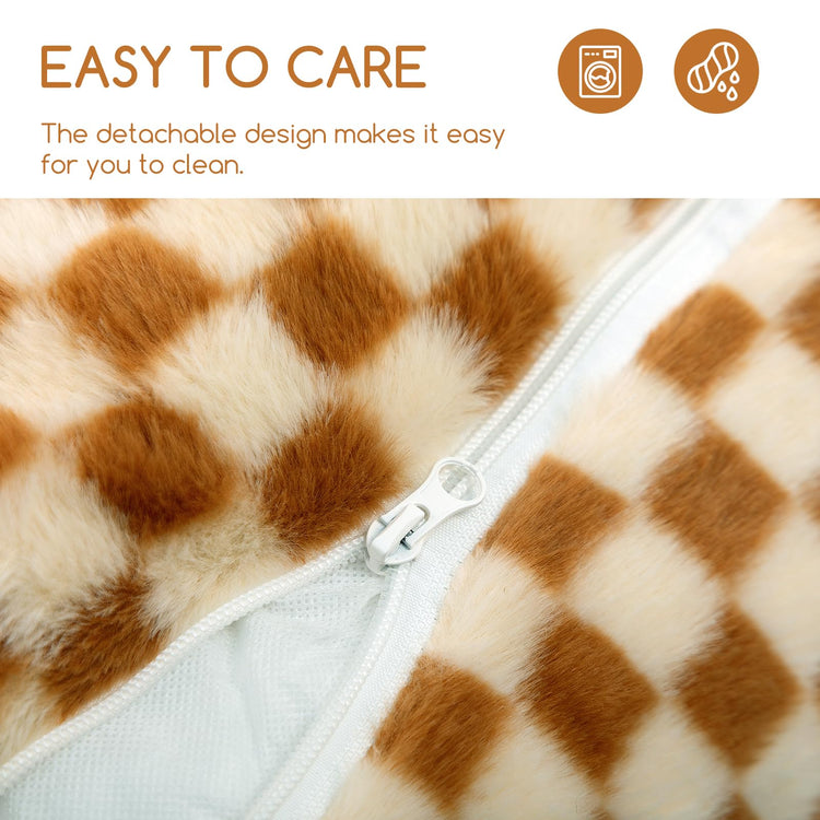 Hollypet Cat Bed Fluffy Plush Multifunctional Double-Layer Machine Washable Soft Warming Kitty Pet Couch Orthopedic Nest Beds for Small Cats Kitten and Dogs up to 13lbs, Khaki(25x20x13 inch)