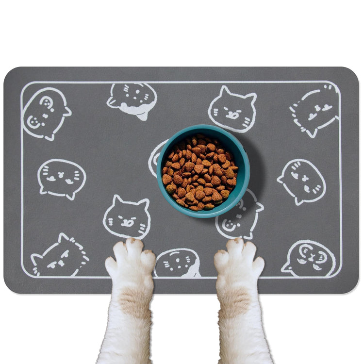 YCT Cat Pet Food Mat - Non-Slip Bottom Absorbent Quick Dry Feeding Mat for Dogs and Cats - Pet Supplies, 11.8"x18.1" Beige
