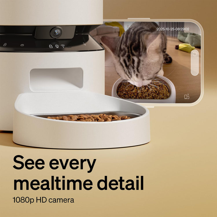 PETLIBRO Automatic Cat Feeder with Camera, 1080P HD & Night Vision, 5GHz/2.4GHz WiFi & Cam Smart Pet Feeder with App Control, 2-Way Audio, Motion Alerts for Cats & Dogs, Stainless Steel Single Tray