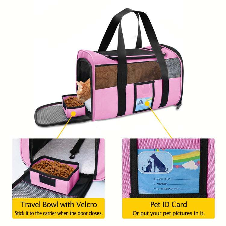 Refrze Cat Carrier,Dog Carriers for Small Dogs Medium Cats Pet Carrier up to 15 Lbs, TSA Airline Approved Cat Carrier Soft, Cat Dog Crate Travel Bag,Grey