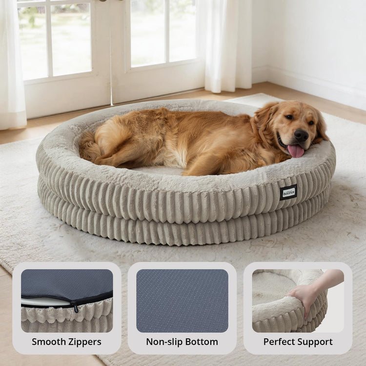BALANCE Cat Bed Kitten Bed, Washable Round Cat Beds for Indoor Cats, Super Soft Plush Faux Fur Pet Bed for Puppy and Kitten with Anti-Slip Bottom