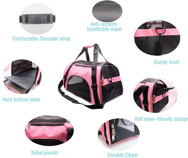 ZaneSun Cat Carrier,Soft-Sided Pet Travel Carrier for Cats,Dogs Puppy Comfort Portable Foldable Pet Bag Airline Approved (Small Blue)