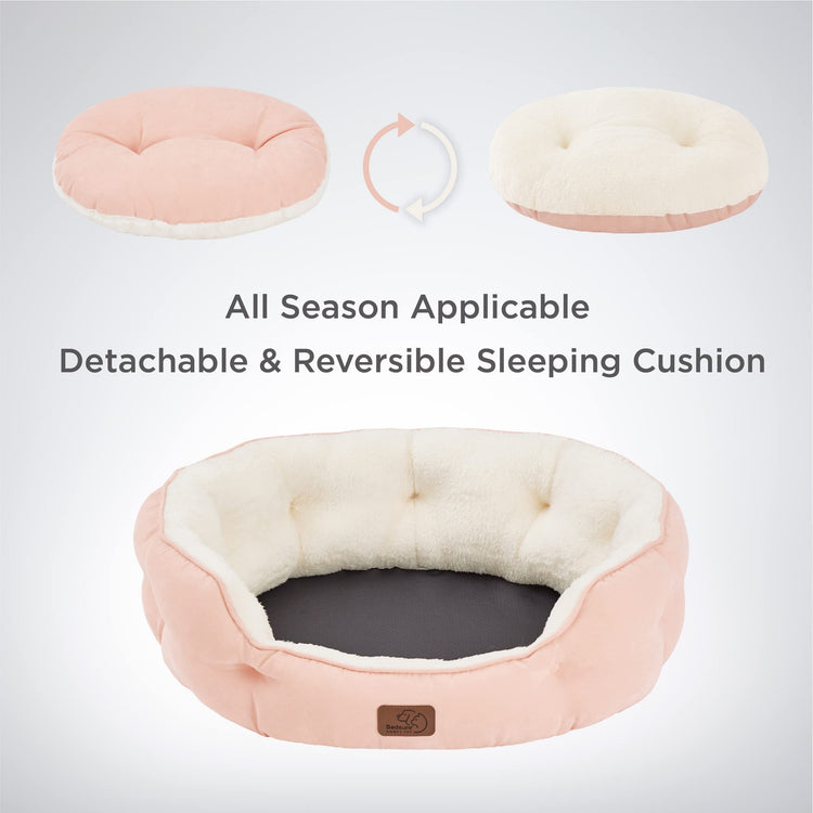 Bedsure Dog Beds for Small Dogs - Round Medium Cat Beds for Indoor Cats, Washable Pet Bed for Puppy and Kitten with Slip-Resistant Bottom, 25 Inches, Taupe
