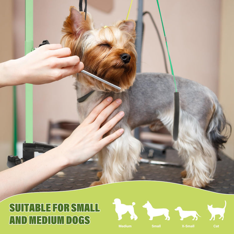 Dog Grooming Arm with Pet Grooming Hammock, getlstub 35" Pet Grooming Table Arm with Adjustable No Sit Haunch Holders, Dog Grooming Stand with Loop Noose for Small and Medium Pets
