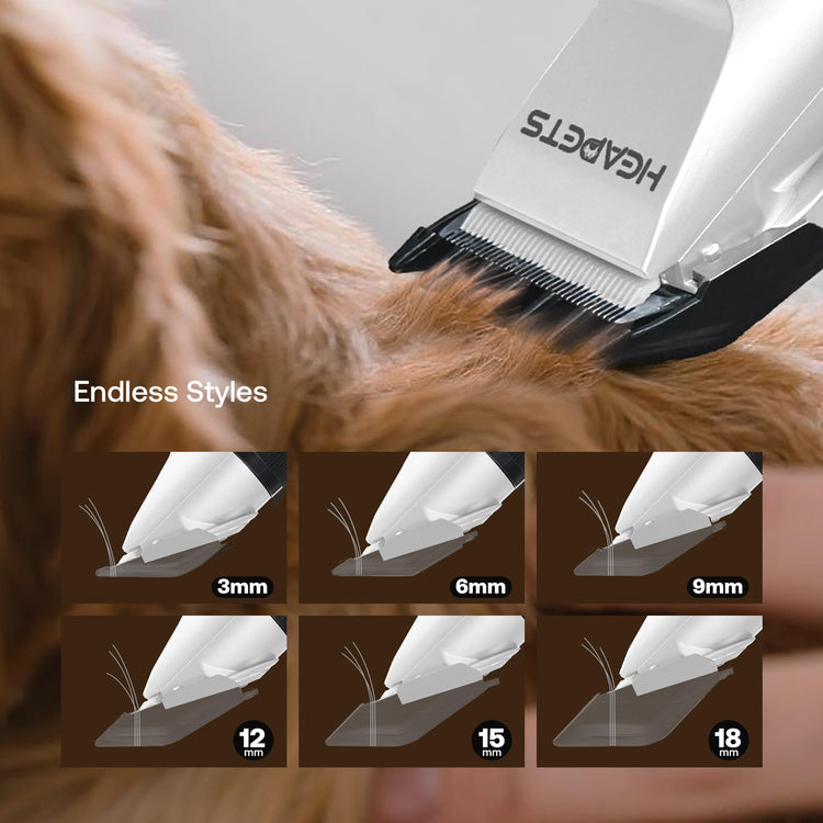 HEAPETS Dog Hair Clippers for Grooming Kit and Dog Paw Trimmer Nail Grinder for Grooming, Low Noise Rechargeable Cordless, Shaver Grooming Supplies for Pet Cats Dogs (Black, White)