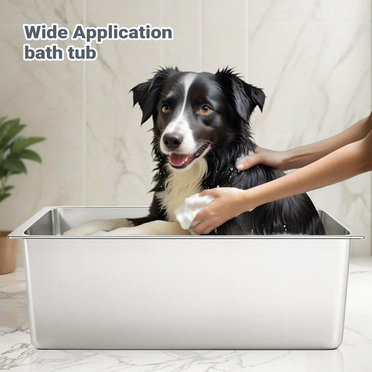 Kirecoo Stainless Steel Cat Litter Box - Metal High Sided Cat Pan, Large Stainless Steel Box, Indoor Litter Tray, Non Stick, No Smell, Easy to Clean, Pet Toilet Supplies for Kitten, Kitty, Rabbit