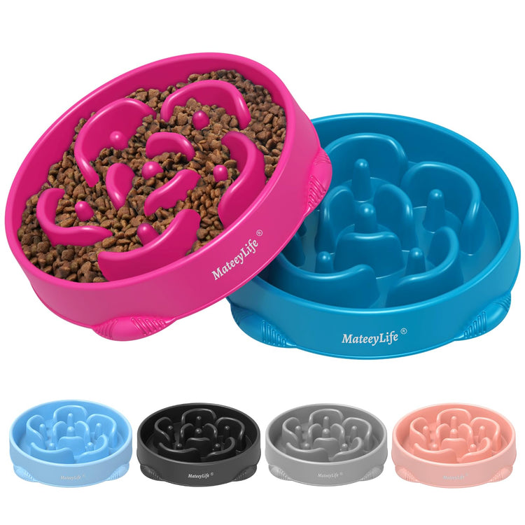 MateeyLife Slow Feeder Dog Bowls 2PCS, Anti-Choking Puzzle Dog Food Bowls, Anti-Slip Interactive Feeding Slow Down Eating, Bloat Stop Maze Dishes for Medium Breeds