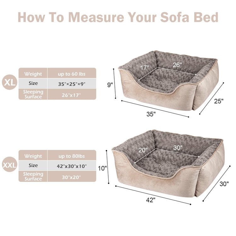 JOEJOY Rectangle Dog Bed for Large Medium Small Dogs - Washable Orthopedic Sofa Bed, Soft Breathable Puppy & Pet Cuddler, Durable Calming Dog Bed with Anti-Slip Bottom, Multiple Sizes, Beige