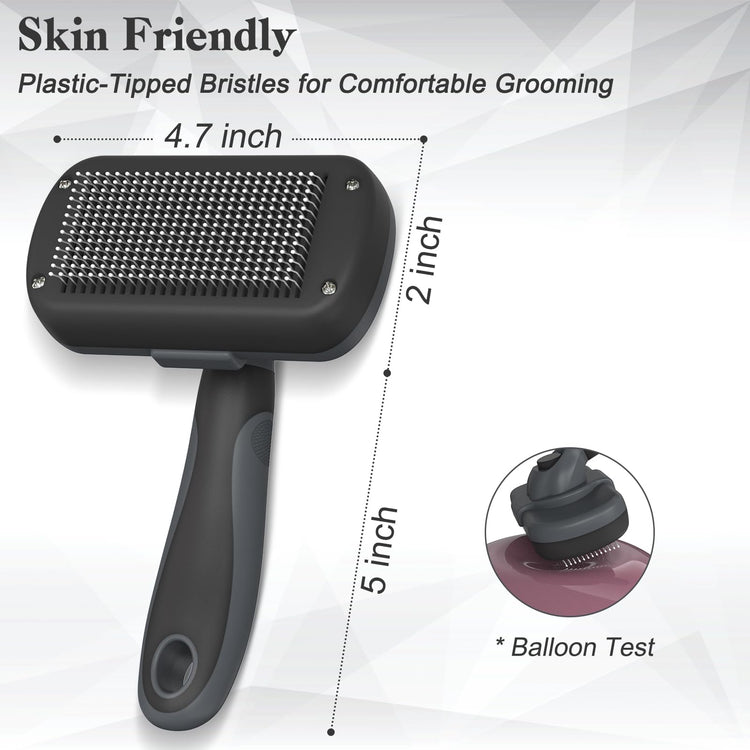 Dipoo Self-Cleaning Pet Grooming Brush - Skin-Friendly Deshedding Tool for Dogs & Cats in Pink, Removes Loose Hair and Tangles