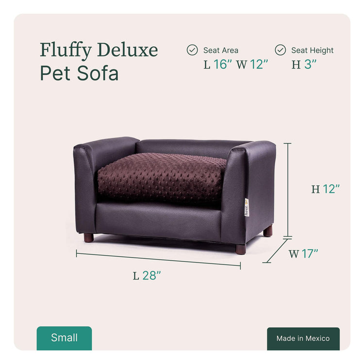 Keet Fluffy Deluxe Pet Bed Sofa Chocolate Small