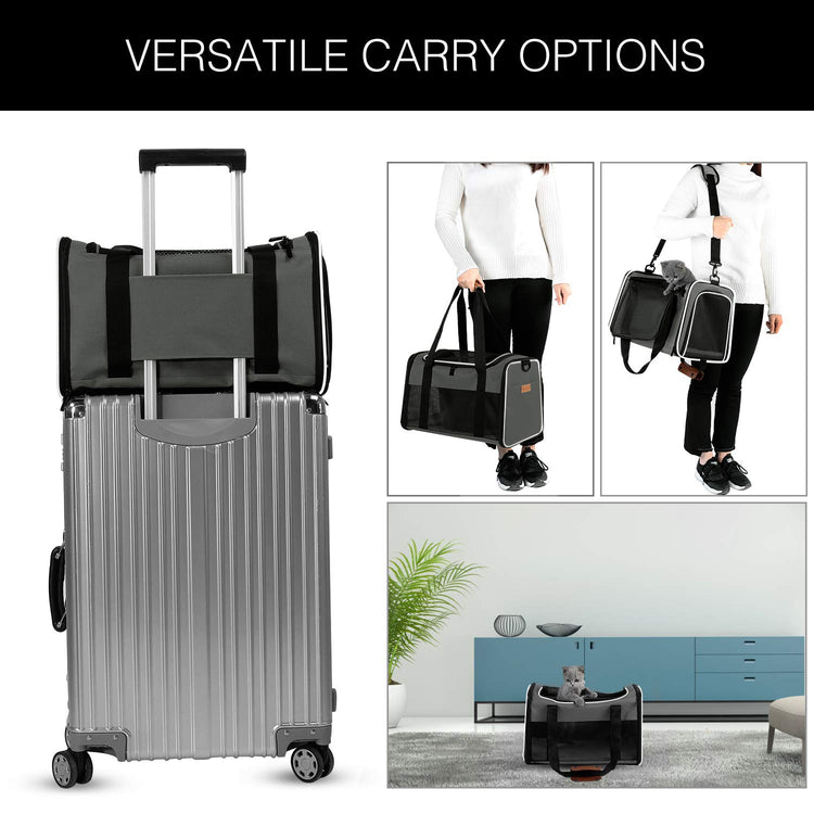 Cat Carrier - Portable Foldable Dog Pet Carrier, Soft-Sided Pet Bag up to 15 Lbs, Airline Approved Travel Puppy Carrier