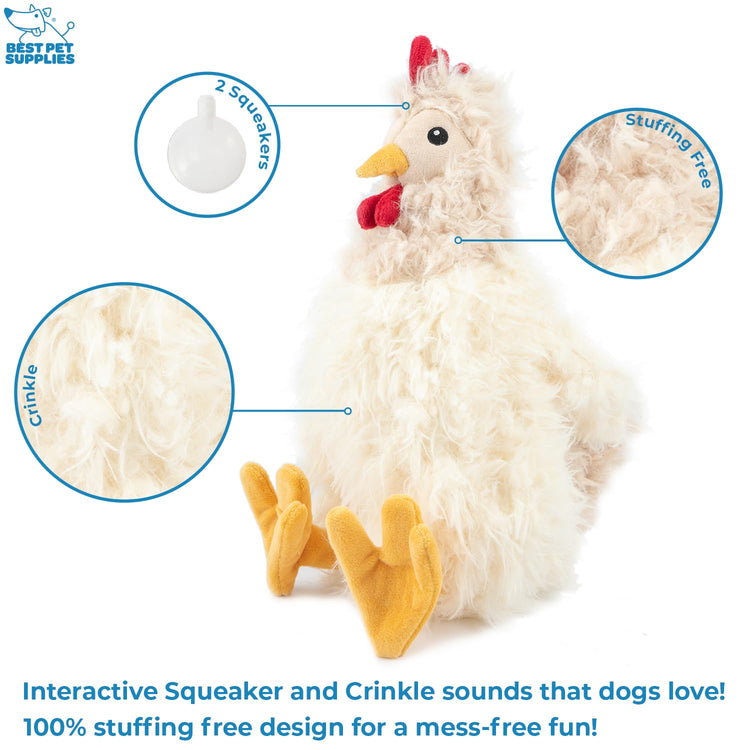 Best Pet Supplies Interactive Squeaky Dog Chew Toy, Ideal Dog Toys for Chewers, Small, Medium & Large Dogs, and Fetch Lovers - Crinkle Duck (Light Pink), Large