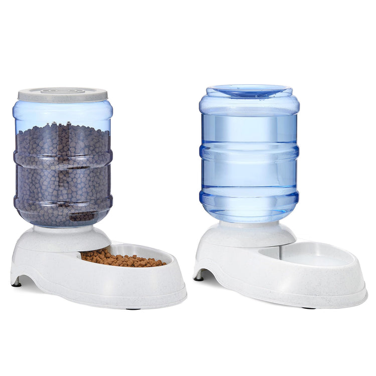 Amazon Basics Gravity Pet Food Feeder for Dogs and Cats, Easy to Clean, Easy to Fill, Removable Lid, 6-Pound Capacity, Small, Gray