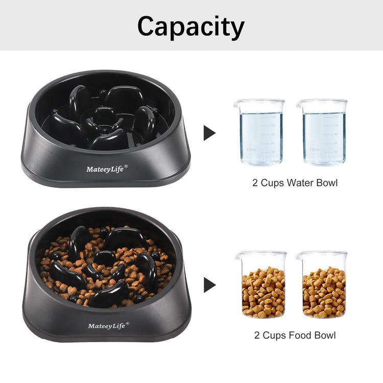 MateeyLife Slow Feeder Dog Bowls 2PCS, Anti-Choking Puzzle Dog Food Bowls, Anti-Slip Interactive Feeding Slow Down Eating, Bloat Stop Maze Dishes for Medium Breeds