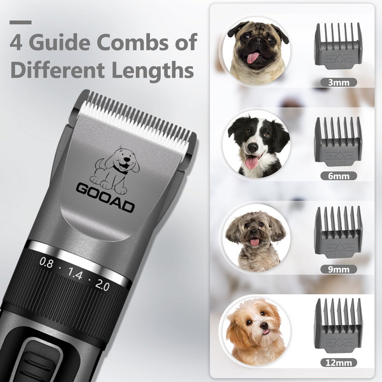 Dog Clippers for Grooming for Heavy Thick Hair&Coats,Low Noise Hair Trimmer,Rechargeable Cordless Pet Shaver, Dog Grooming Kit with Paw Trimmer Nail Grinder for Small Large Dogs