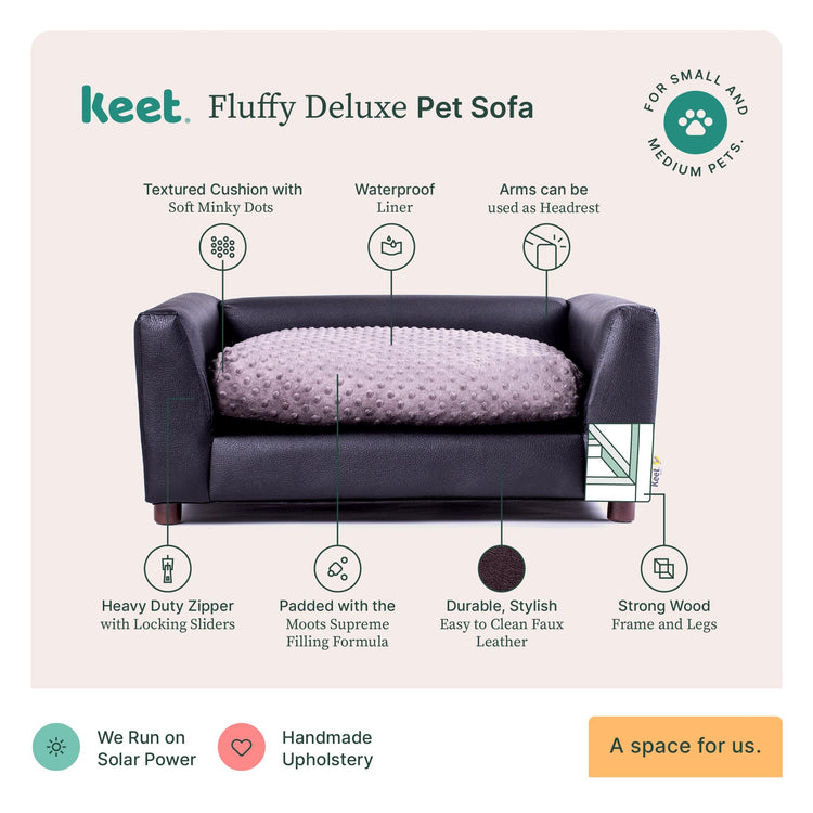 Keet Fluffy Deluxe Pet Bed Sofa Chocolate Small