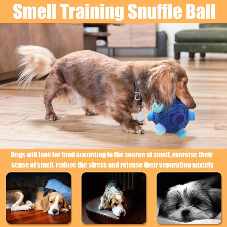 Dog Snuffle Ball-Interactive Puzzle Dog Toys Encourage Natural Foraging Skills Slow Feeder for Training and Stress Relief, Cloth Strip Hiding Food Chew Toys with Squeaky Carrot Toy for Any Size