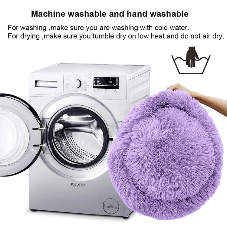 Dog Bed for Small Medium Large Dogs Cats, 20 inch Calming Washable-Round Cozy Soft Pet Bed for Puppy and Kitten with Slip-Resistant Bottom