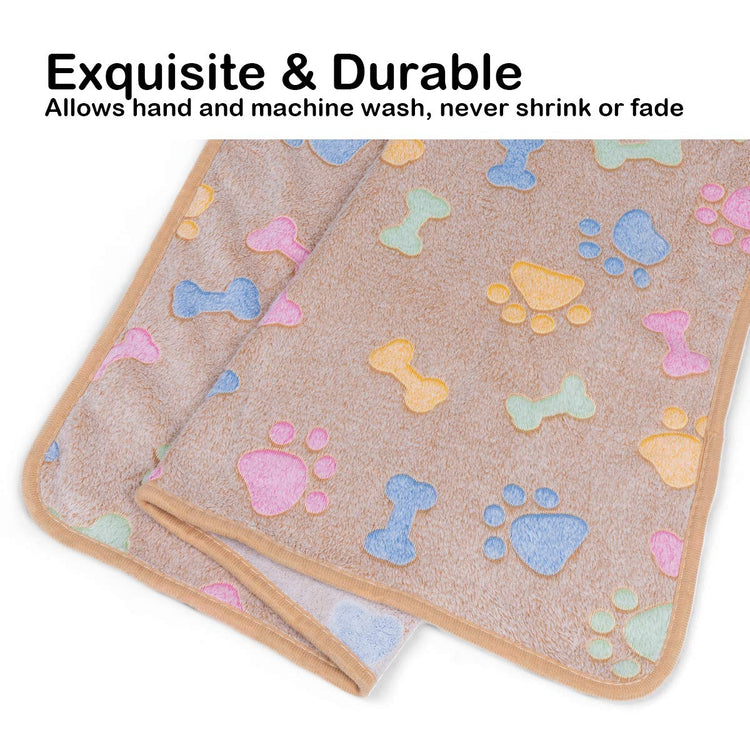 Dono 1 Pack 3 Dog Blankets, Soft Fluffy Fleece Pet Blanket Warm Sleep Mat Paw Print Design Puppy Kitten Throw Blanket Doggy Mat Blanket for Dogs
