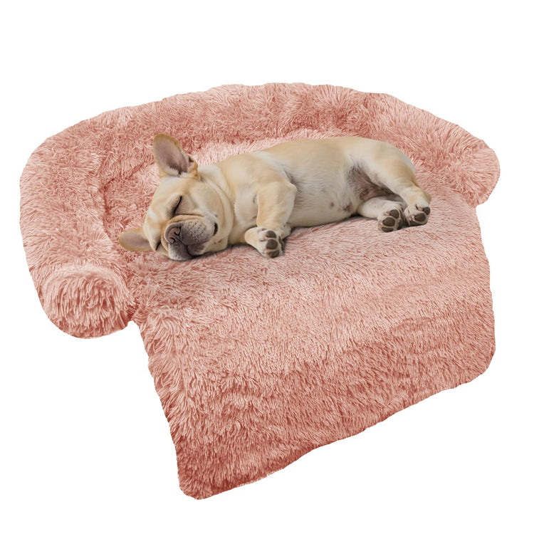 Calming Dog Bed Fluffy Plush Dog Mat for Furniture Protector with Removable Washable Cover for Large Medium Small Dogs and Cats (Small(35x31x5), Light Grey)
