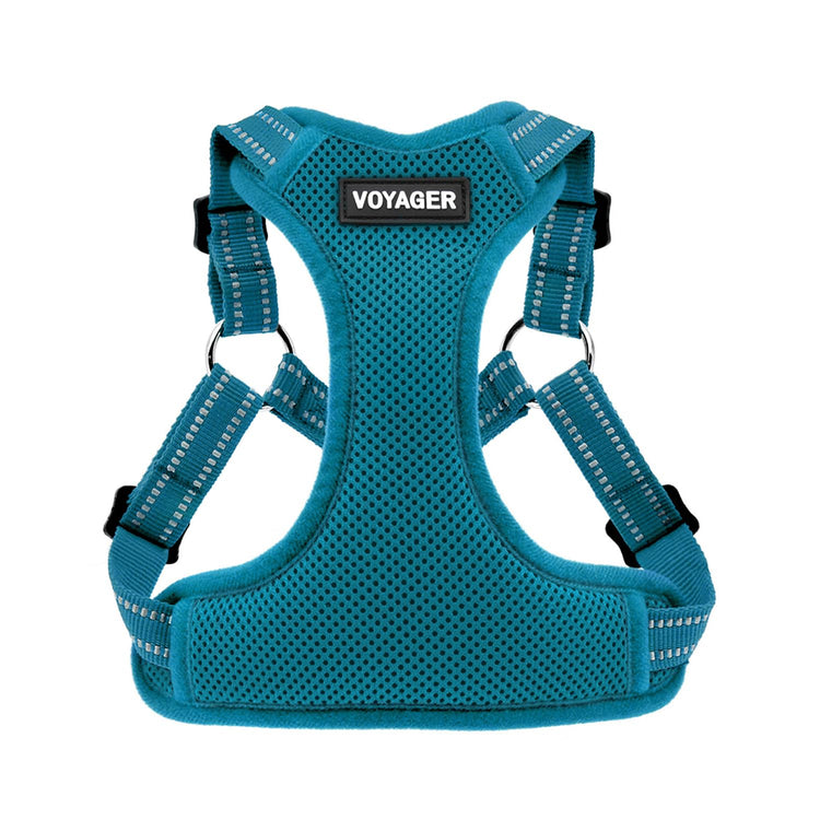Best Pet Supplies Voyager Adjustable Step-in Flex Breathable Mesh Dog Harness for Small Medium Large Dogs Leash Set (Purple), M
