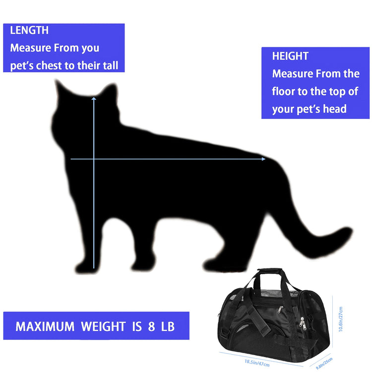 MuchL Pet Carrier Soft-Sided Carriers for Cat Carriers Dog Carrier for Small Medium Cats Dogs Puppies Pet Carrier Airline Approved Cat Dog Pet Travel Carrier (Small, Blue)