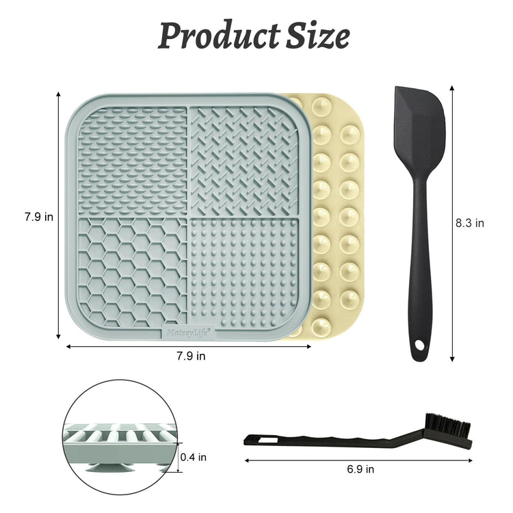 MateeyLife 2PCS Small Lick Mat for Dogs and Cats, Licking Mats for Dog Anxiety Relief, Cat Peanut Butter Lick Pad for Boredom Reducer, Dog Treat Mat Perfect for Bathing Grooming Blue&Green