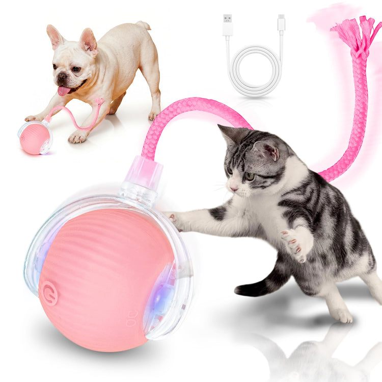 Interactive Cat Toys for Indoor Cats Smart Automatic Ball Rolling for Bored Kitten Pet Upgraded Speedy Moving Chase Dogs Toy Mothers Day Gifts Red
