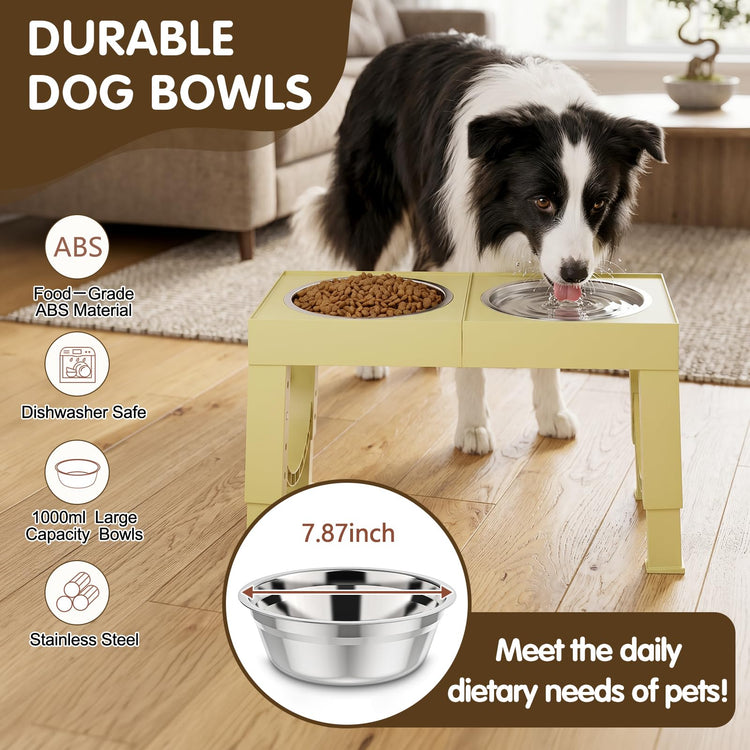 XIAZ Elevated Dog Bowls Large Breed Raised Dogs Bowl Stand Large/Medium Sized Dog Stainless Steel Food Water Bowl Stands 5 Heights Adjustable 9/11/12/14in Black Pet Feeder Dish Station