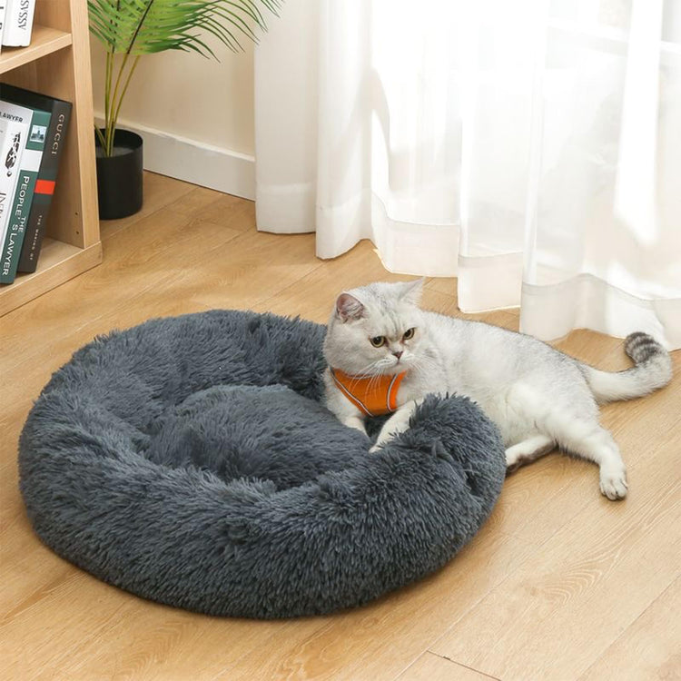 Dog Bed for Small Medium Large Dogs Cats, 20 inch Calming Washable-Round Cozy Soft Pet Bed for Puppy and Kitten with Slip-Resistant Bottom