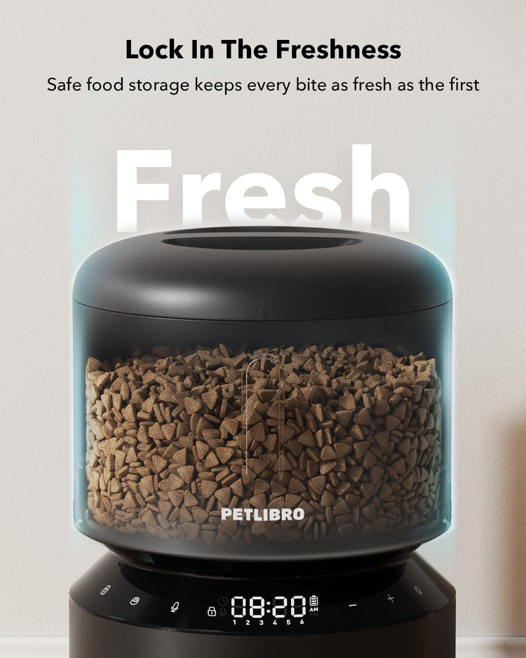 PETLIBRO Automatic Cat Feeder with Camera, 1080P HD & Night Vision, 5GHz/2.4GHz WiFi & Cam Smart Pet Feeder with App Control, 2-Way Audio, Motion Alerts for Cats & Dogs, Stainless Steel Single Tray