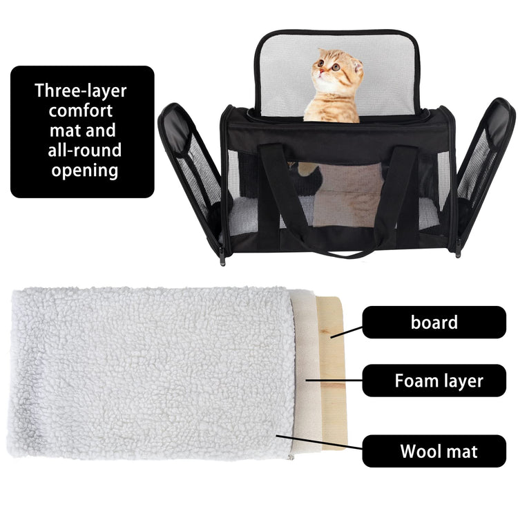 Cat Dog Carriers Soft-Sided Pet Carrier Large Cats for Medium Big Cat Small Dog Puppy up to 16lbs TSA Airline Approved Animal Collapsible Cat Carrier Carriers Travel Carrier Cat Bag (17x11x11)