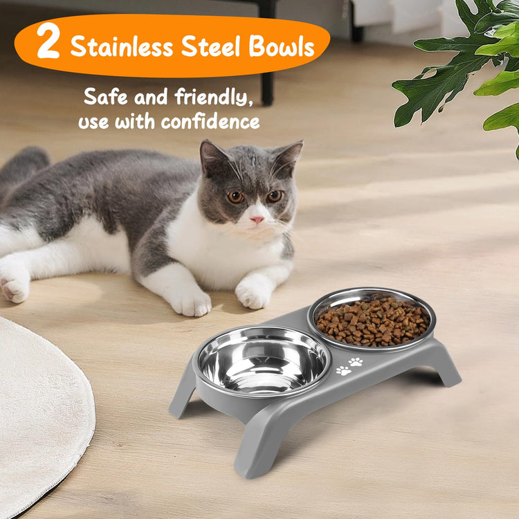 COMESOON Elevated Dog Bowls, 4 Height Adjustable Raised Bowl Stand with 2 Thick 50oz Stainless Steel Food Bowls Non-Slip Feeder Adjusts to 3.7'', 9.2'', 10.75'', 12.36'' Black, (DB-W01)