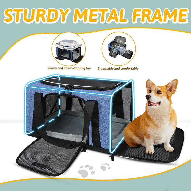 Petskd Pet Carrier 17x11x9.5 Alaska Airline Approved,Pet Travel Carrier Bag for Small Cats and Dogs, Soft Dog Carrier for 1-10 LBS Pets,Dog Cat Carrier with Safety Lock Zipper(Black)