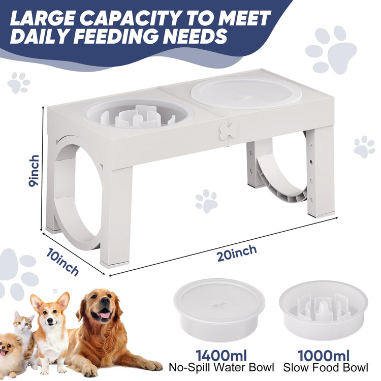 XIAZ Elevated Dog Bowls Large Breed Raised Dogs Bowl Stand Large/Medium Sized Dog Stainless Steel Food Water Bowl Stands 5 Heights Adjustable 9/11/12/14in Black Pet Feeder Dish Station