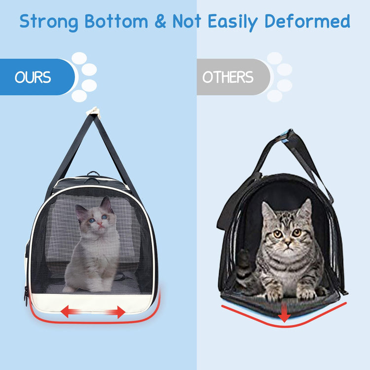 BurgeonNest Cat Carrier for Large Cats 20 lbs, Soft-Sided Pet Carrier for Small Dogs Medium Puppy Under 25 lbs, Puppy Travel Bag with Big Storage Bag, 4 Ventilated Windows, 3 Doors