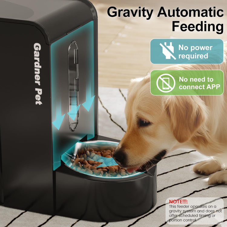 Gardner Pet Gravity Automatic 2-in-1 Pet Feeder, 0.8 Gallons*2 Cat Feeder and Water Dispenser Set, 100% BPA-Free and Stainless Steel Water Bowl for Dogs, Cats, Rabbits, Puppies (Light Woodgrain)
