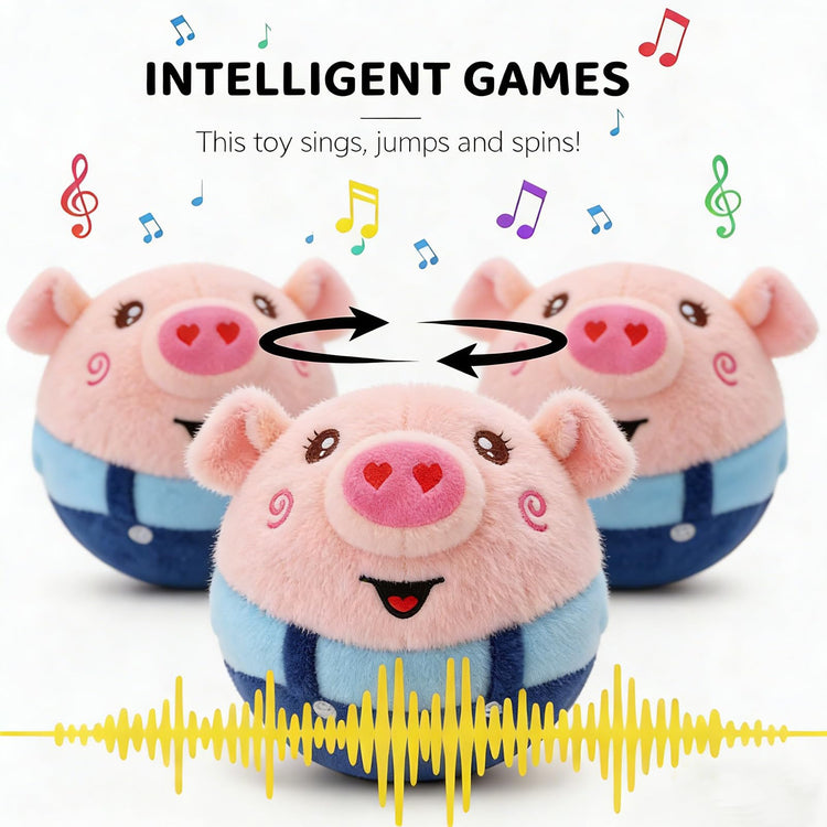 Interactive Dog Toys,Active Moving Pet Plush Toy,2026 New shaking dog ball pig dog toy Interactive Dog Ball with song Squeaky Moving Dog Ball Toy,Rechargeable Toys to Keep Them Busy Dog Toys(Blue Pig)