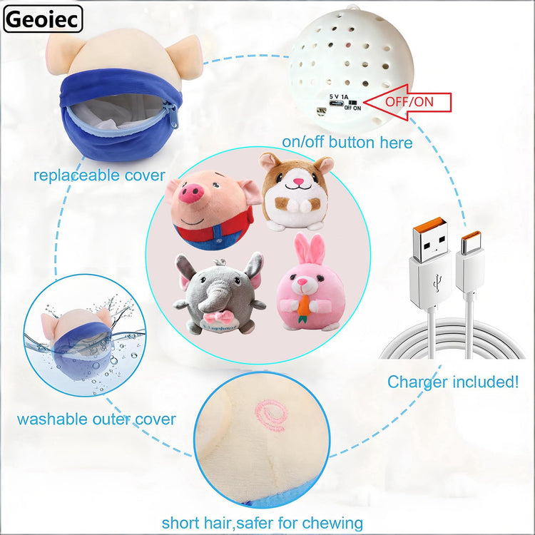 Interactive Dog Toys,Active Moving Pet Plush Toy,2026 New shaking dog ball pig dog toy Interactive Dog Ball with song Squeaky Moving Dog Ball Toy,Rechargeable Toys to Keep Them Busy Dog Toys(Blue Pig)
