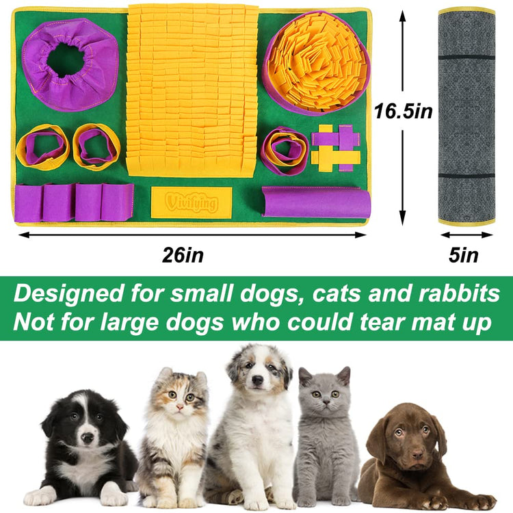 Vivifying Snuffle Mat for Dogs, Interactive Dog Puzzle Toy for Boredom and Mental Stimulation, Enrichment Feeding Game Sniff Mat Helps Slow Eating and Keep Busy