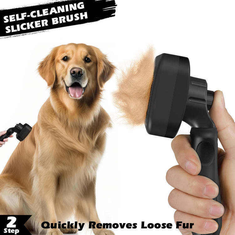 Augwind 7 in 1 Pet Grooming Kit - Dog&Cat Comb, Deshedding Brush, Nail Clipper with File, Bath Brush - Premium Pet Supplies (Blue)