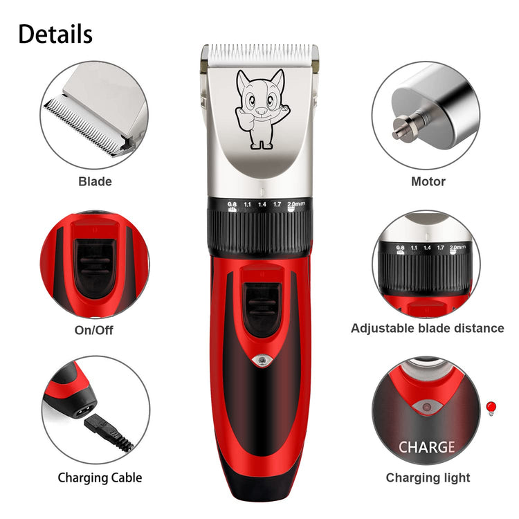 Highdas Dog Clippers for Grooming Low Noise, Cordless Electric Dog Grooming Kit Clippers Rechargeable, Quiet Dog Shaver, Pet Hair Trimmer Kit for Dogs & Cats (Gold)