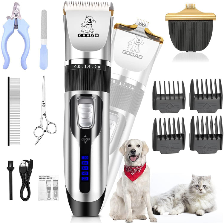 Dog Clippers for Grooming,Dog Grooming Kit for Heavy Thick Hair&Coats/Low Noise Rechargeable Cordless Hair Trimmer/Pet Shaver with Paw Trimmer for Small & Large Dogs Cats